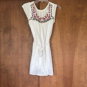 Miami White Dress with Pink and Blue Embroidery